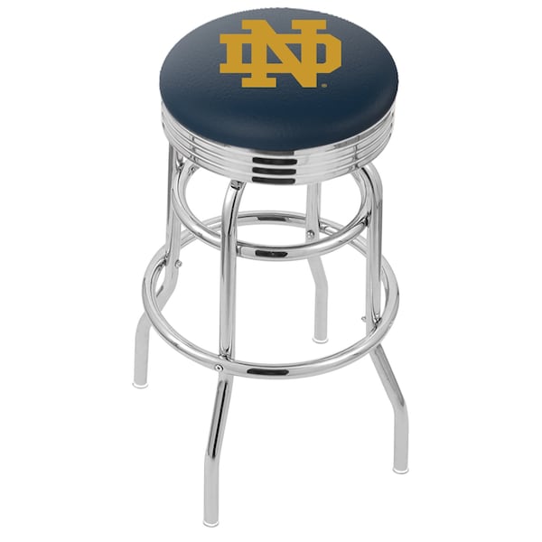 25" Chrome 2-Ring Notre Dame (ND) Swivel Bar Stool, Accent Ring